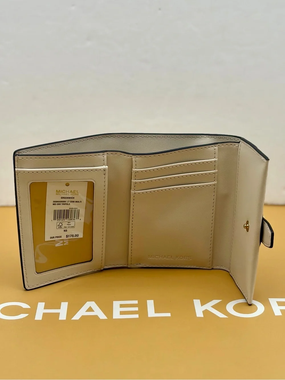 Michael Kors Cream Wallet with Pink Floral Accents
